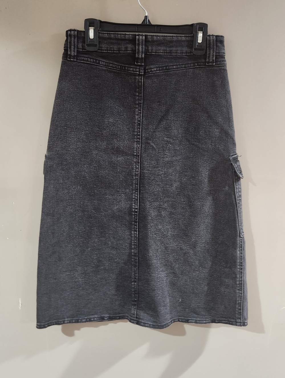 Sincerely Jules Cargo Denim Midi Skirt Utility Jean Women's Washed Black Sz 0 - Picture 2 of 3